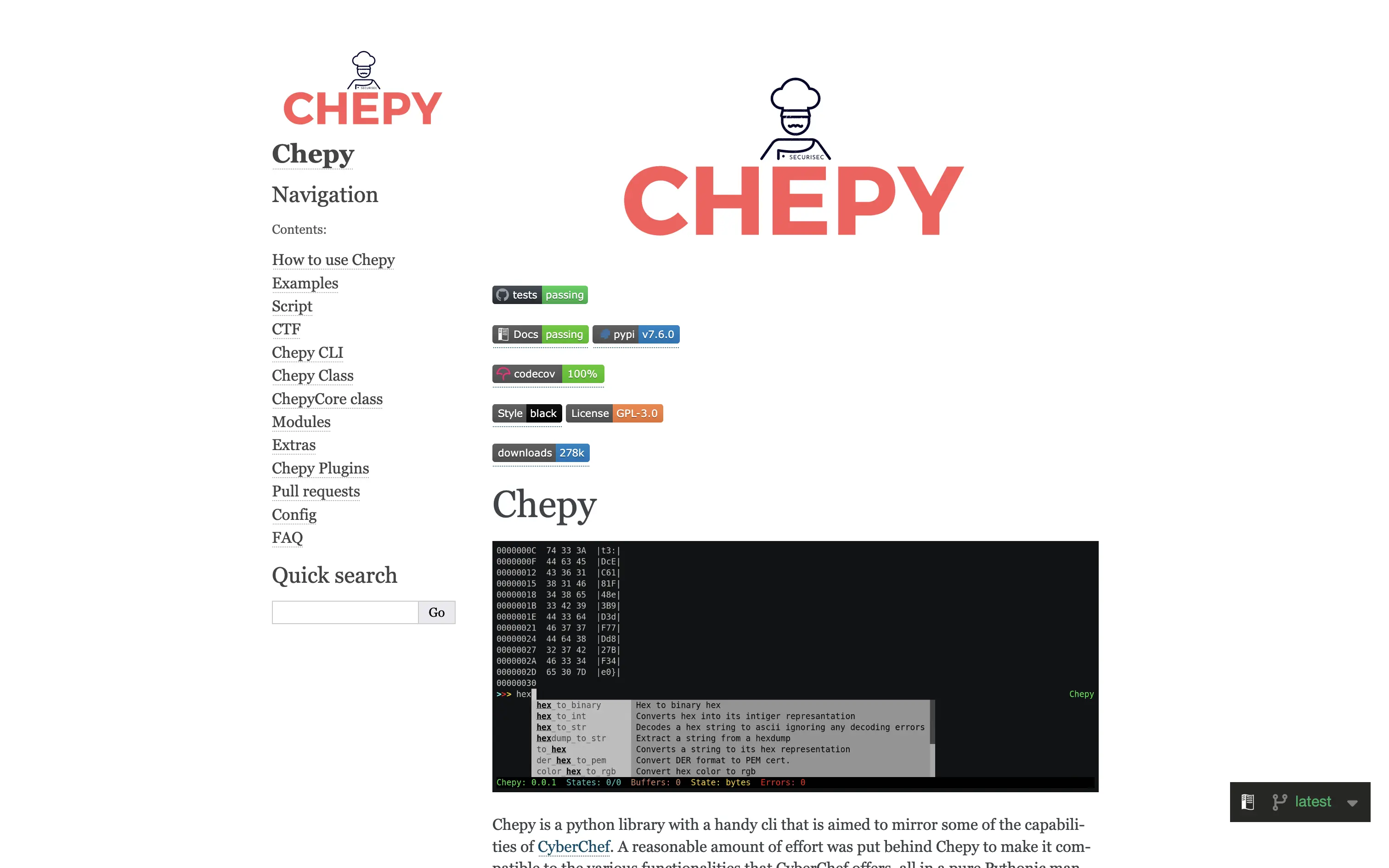 Chepy Landing Page