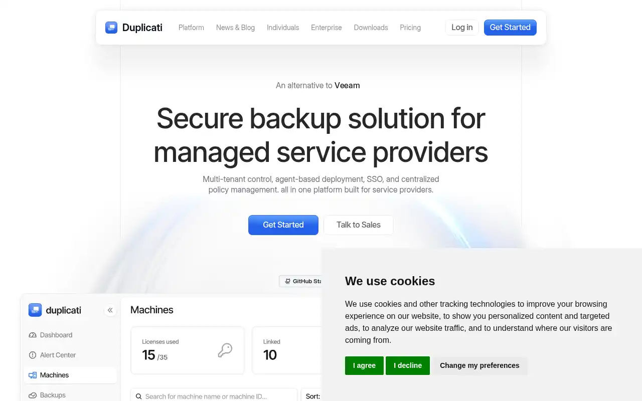 Duplicati Landing Page