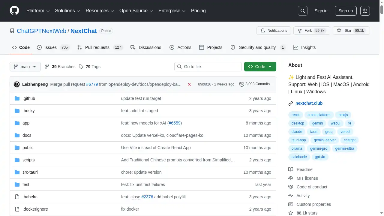 NextChat Landing Page
