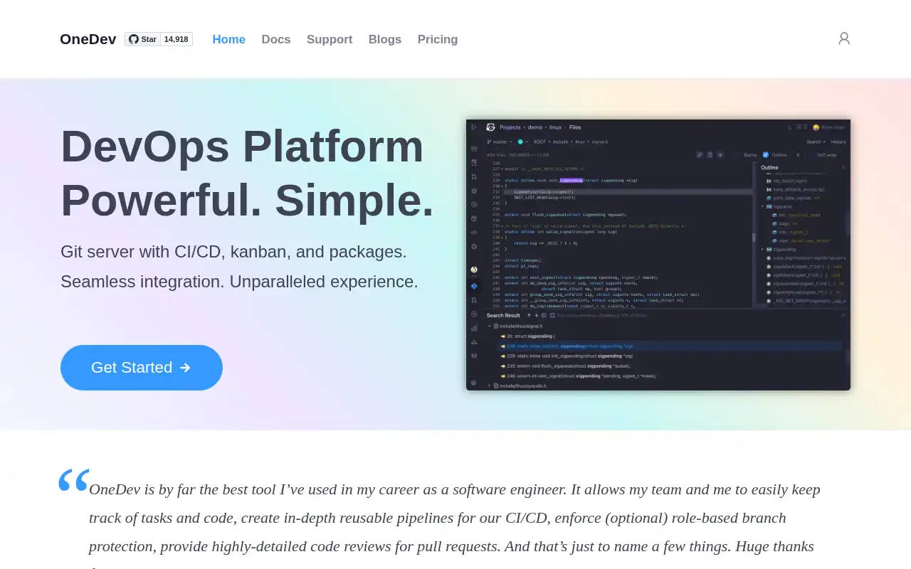 OneDev Landing Page