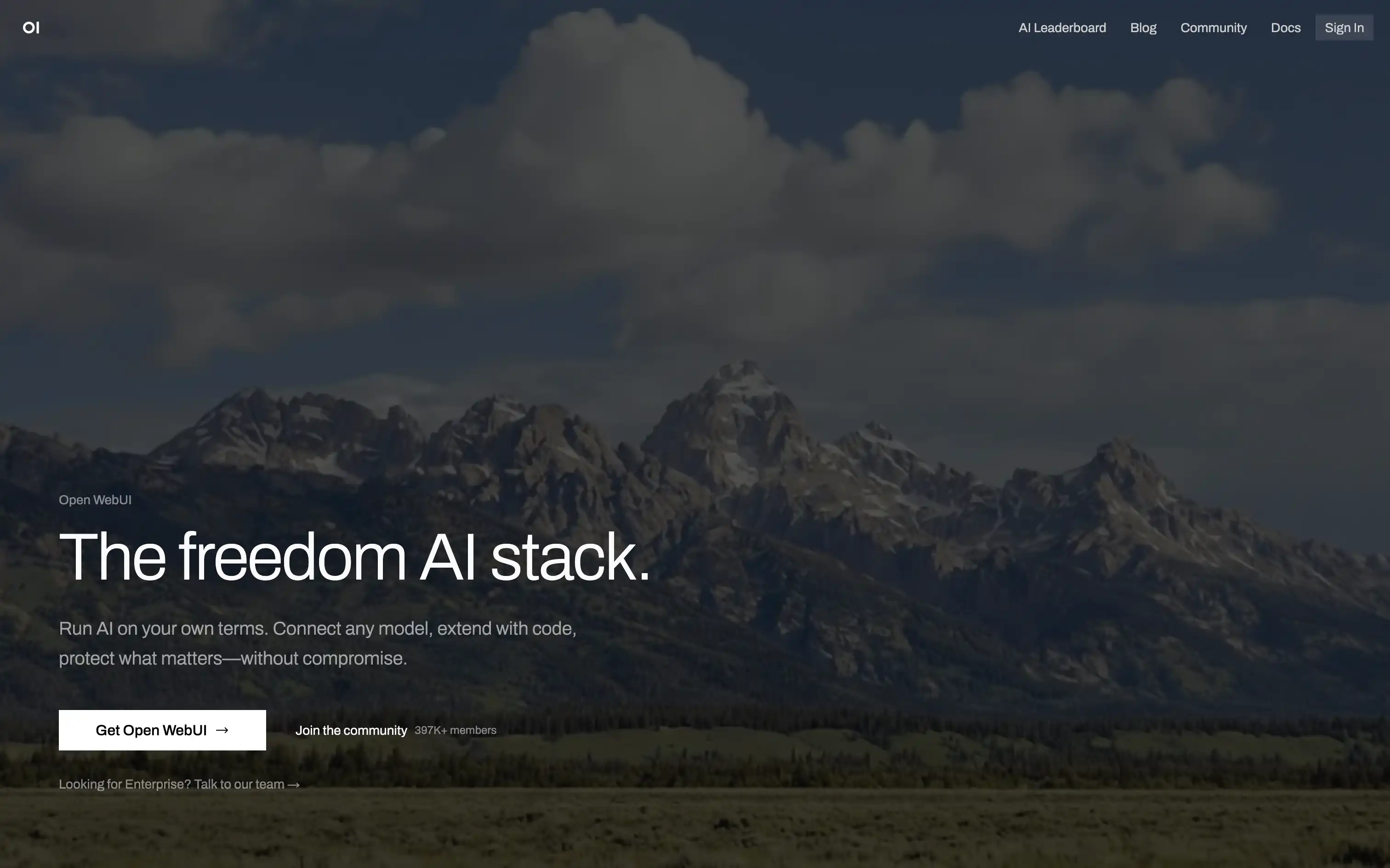 Open WebUI Landing Page