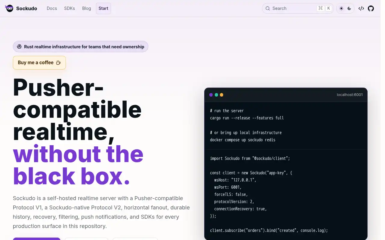 Sockudo Landing Page